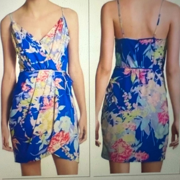 Yumi Kim Jaybe Blue Hawaii Floral Tulip Hem Spaghetti Strap Mini Dress - Picture 1 of 4